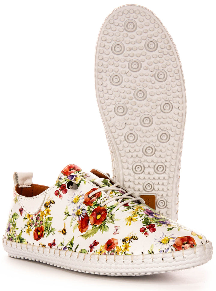 Lexi 3 Comfort Plimsole In White Floral