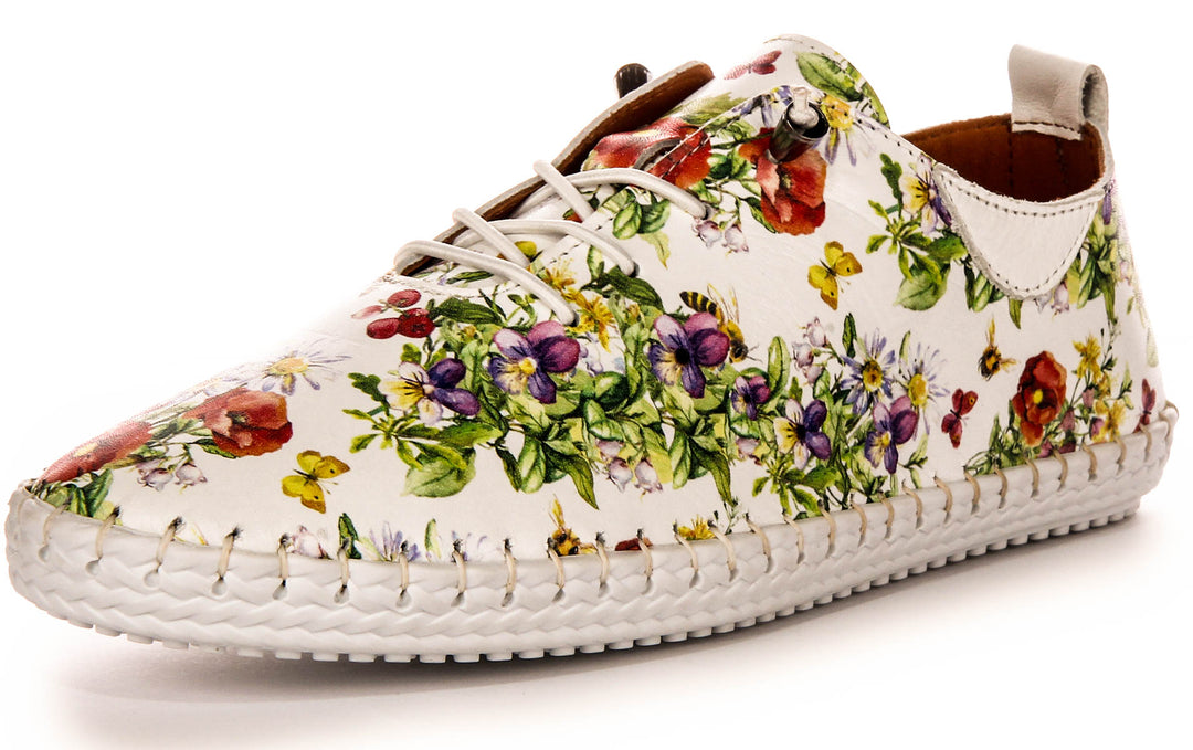 Lexi 3 Comfort Plimsole In White Floral