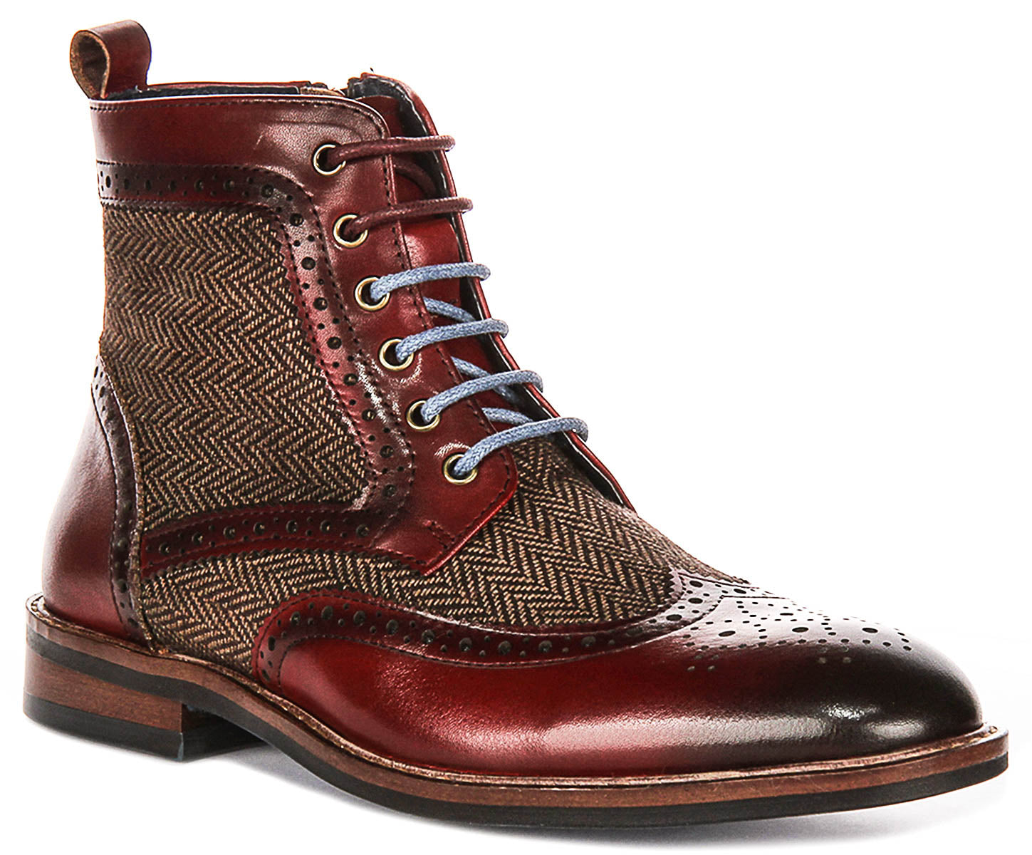 Hi Kennedy In Wine | Leather Tweed Ankle Boots – Justin Reess