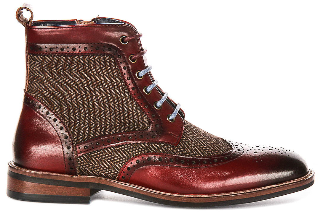 Hi Kennedy Womens Tweed Ankle Boots In Wine