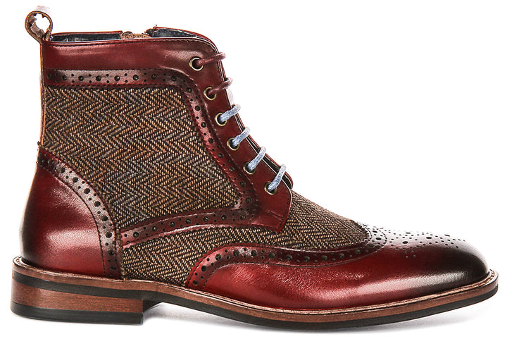 Hi Kennedy Womens Tweed Ankle Boots In Wine