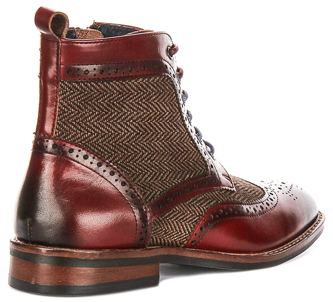 Hi Kennedy Womens Tweed Ankle Boots In Wine