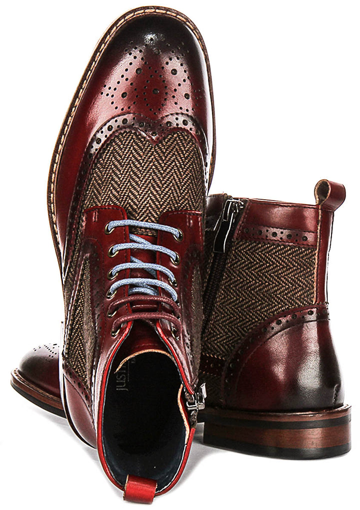 Hi Kennedy Womens Tweed Ankle Boots In Wine