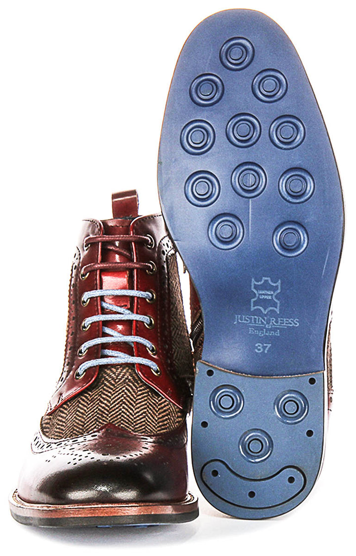 Hi Kennedy Womens Tweed Ankle Boots In Wine