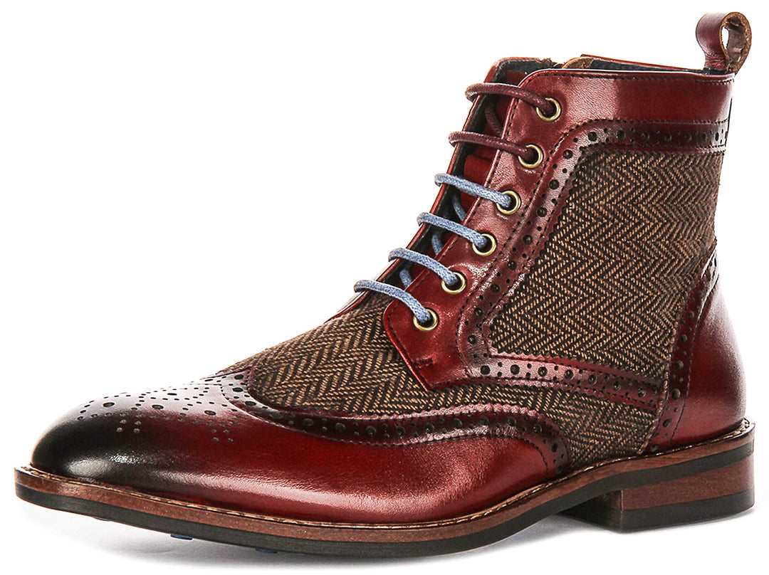 Hi Kennedy Womens Tweed Ankle Boots In Wine