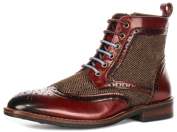Hi Kennedy Womens Tweed Ankle Boots In Wine