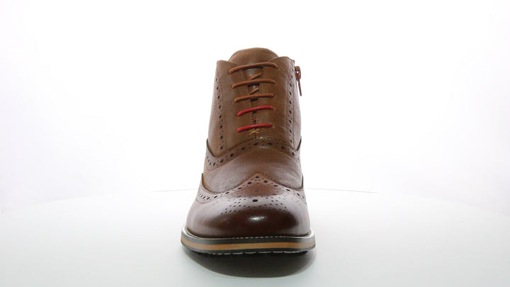 Bruno Lace Up Leather Brogue Boot In Camel