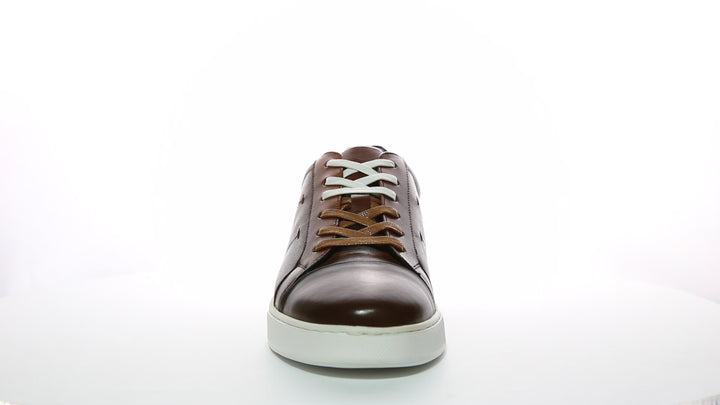 Adrian Lace Up Leather Trainer In Brown