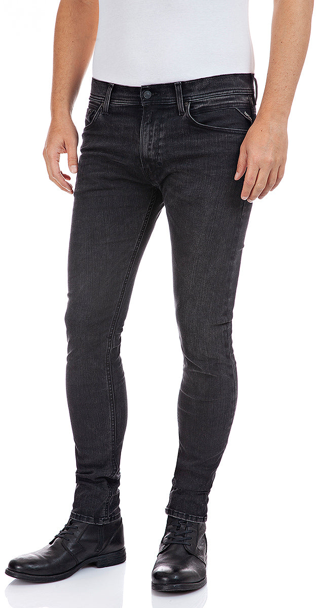 Replay Mens Jeans Replay Anbass Hyperflex Jeans In Black For Men