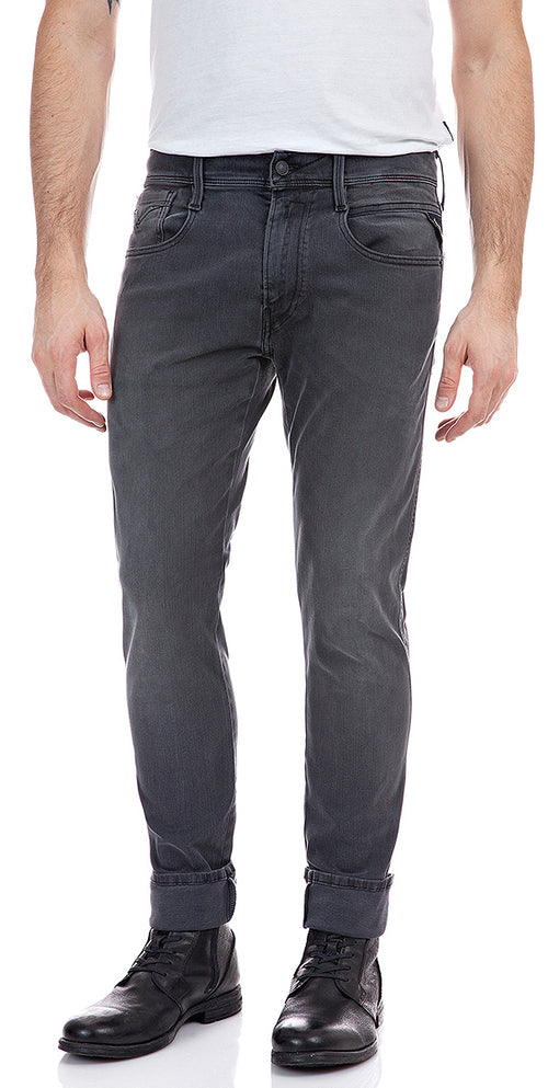 Replay Anbass Hyperflex Jeans In Black For Men