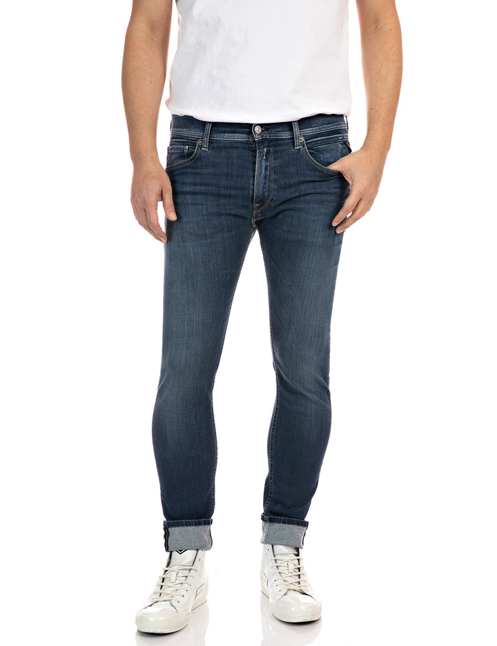 Replay Mens Jeans Replay Anbass Hyperflex Jeans In Mid Blue For Men