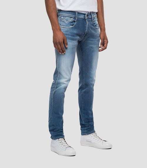 Replay Anbass Hyperflex Jeans In Blue For Men