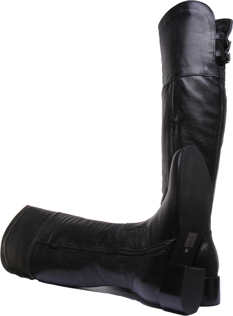 JUSTINREESS ENGLAND Womens Knee High Boot Francesca Over The Knee Leather Boot In Black