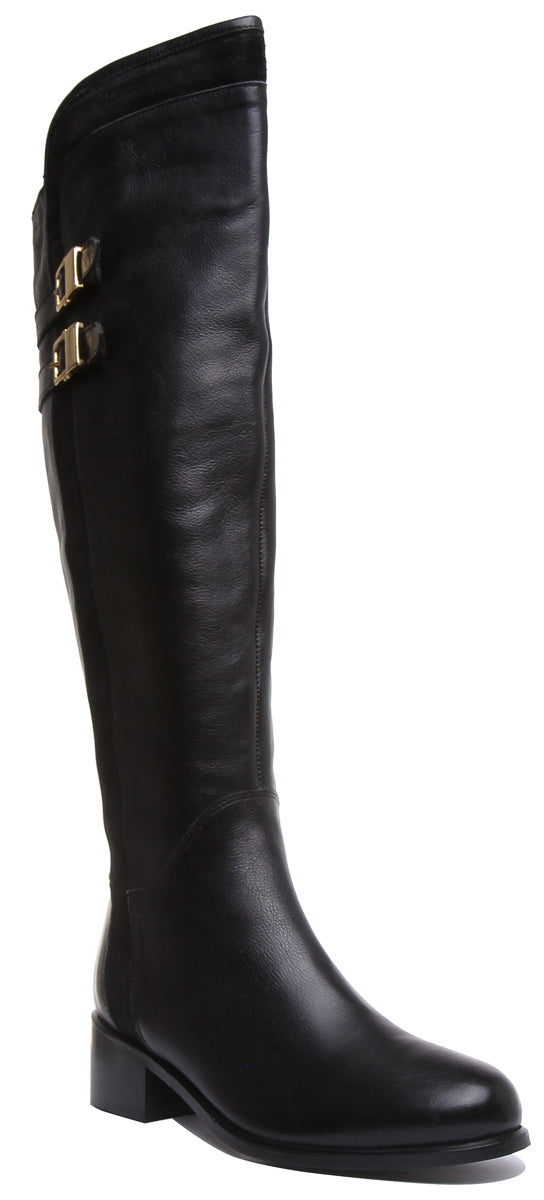 JUSTINREESS ENGLAND Womens Knee High Boot Freya Knee High Leather Riding Boot In Black