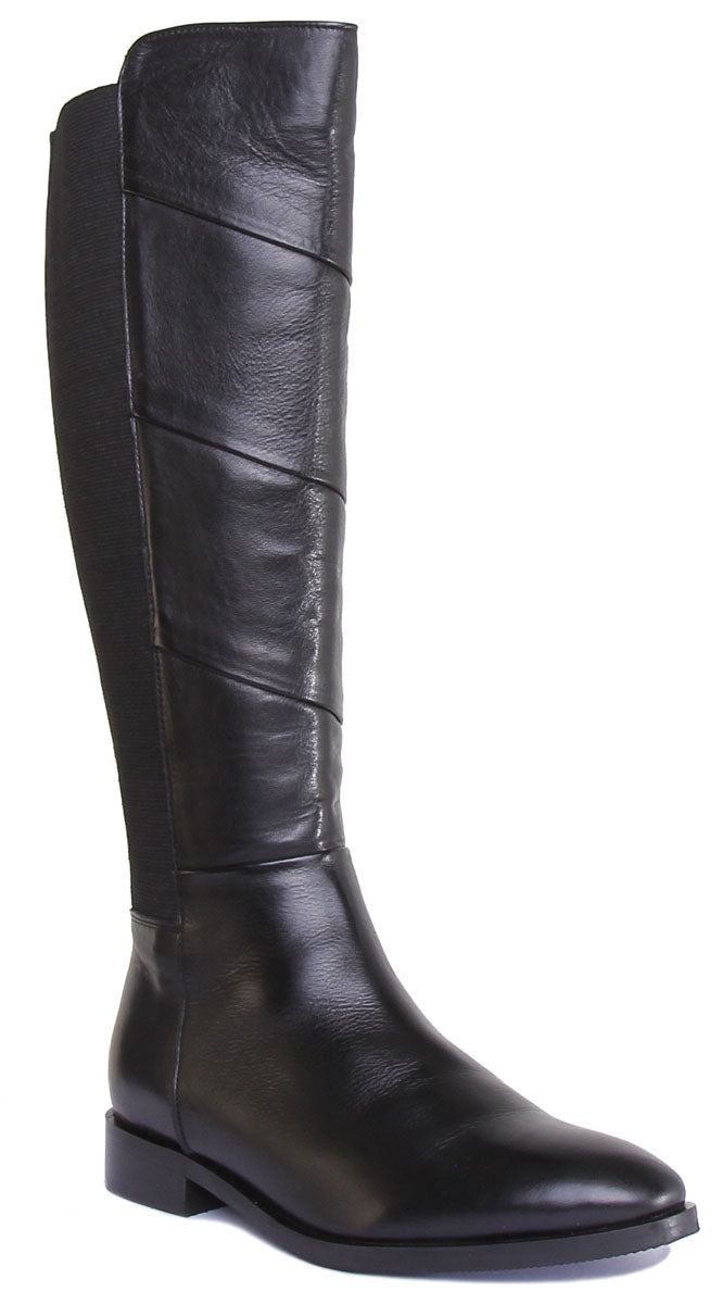 JUSTINREESS ENGLAND Womens Knee High Boot Mila Long Leather Riding Boot In Black