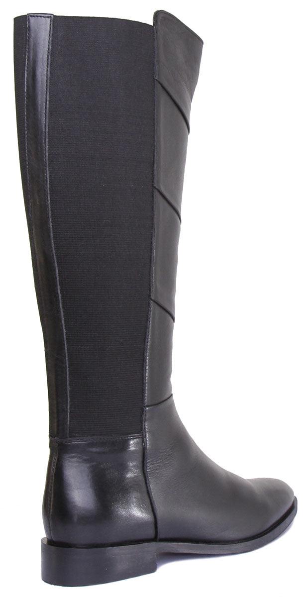 JUSTINREESS ENGLAND Womens Knee High Boot Mila Long Leather Riding Boot In Black