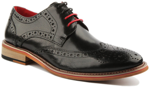 Dover Lace Up Leather Brogue Shoe In Black