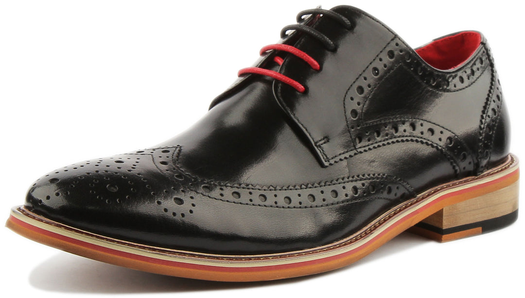 JUSTINREESS ENGLAND Mens Shoes Dover Lace Up Leather Brogue Shoe In Black