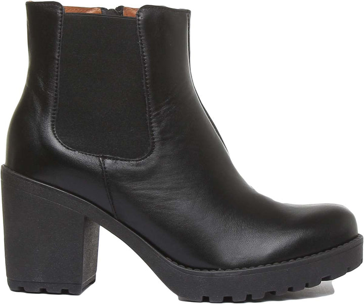 JUSTINREESS ENGLAND Womens Ankle Boots 3100 Heeled Leather Chelsea Boot In Black