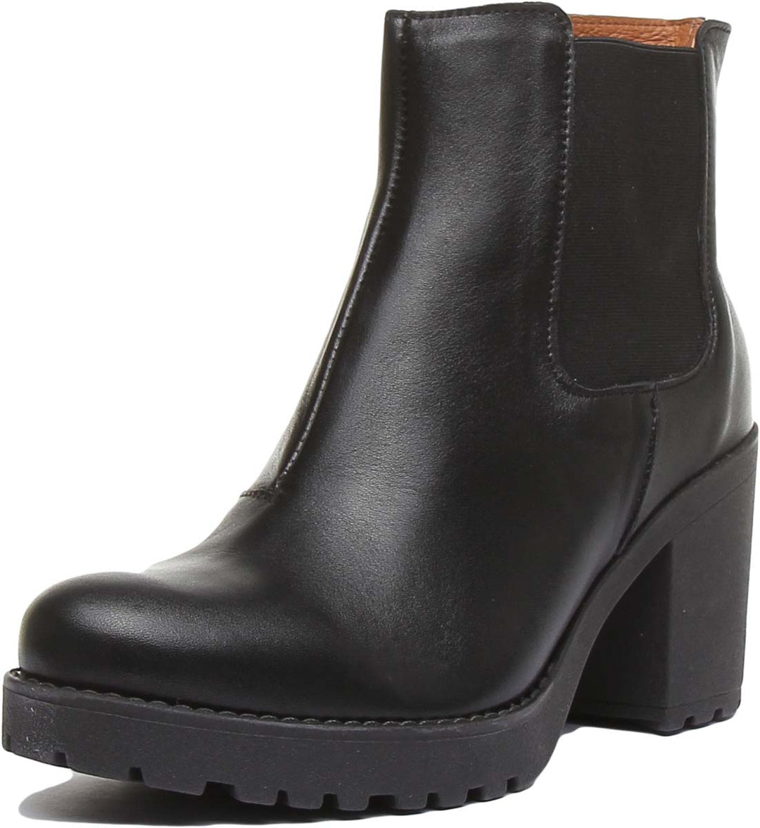 JUSTINREESS ENGLAND Womens Ankle Boots 3100 Heeled Leather Chelsea Boot In Black