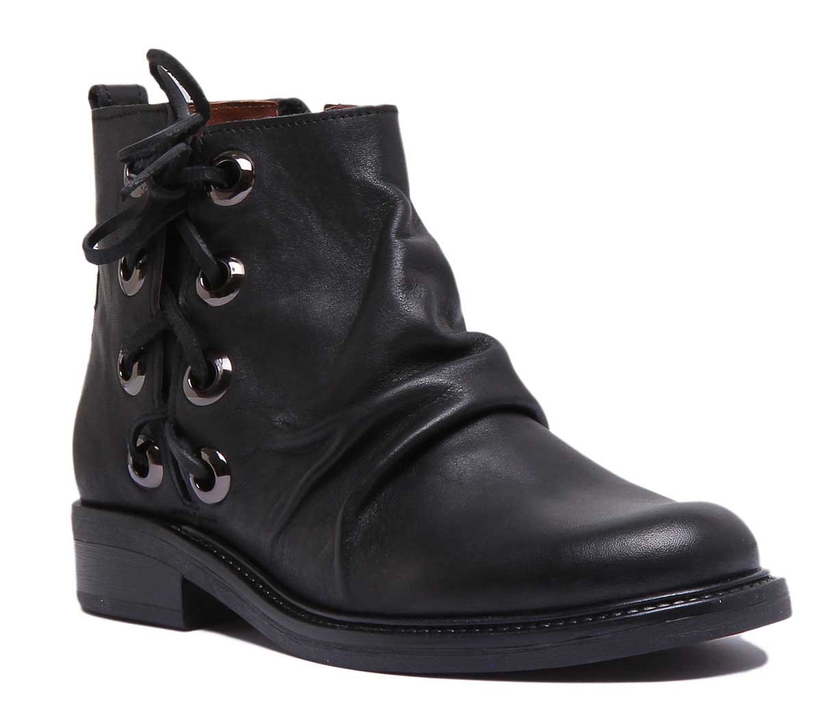 Black leather slouch outlet boots uk