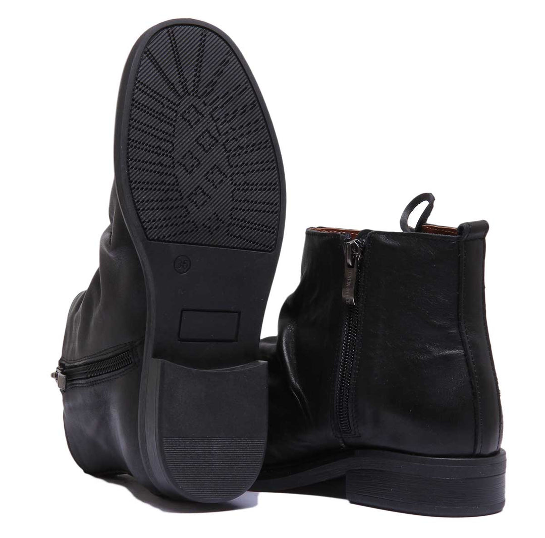 JUSTINREESS ENGLAND Womens Ankle Boots 6550 Leather Boot With Lace On The Side In Black