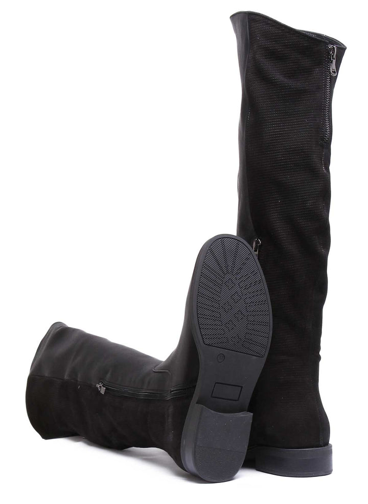 JUSTINREESS ENGLAND Womens Knee High Boot 1750 Over The Knee Leather Boot In Black
