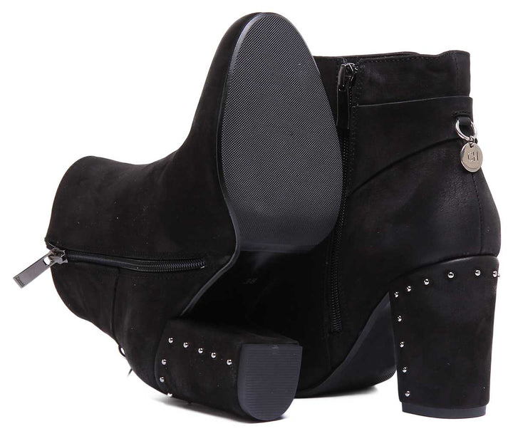 JUSTINREESS ENGLAND Womens Ankle Boots Masie Beaded Heel Ankle Boot In Black
