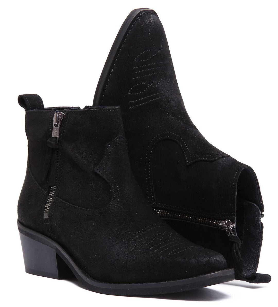JUSTINREESS ENGLAND Womens Ankle Boots Cassidy Short Cowboy Boot In Black