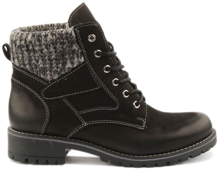 JUSTINREESS ENGLAND Womens Ankle Boots Sophia Warm Hiker Boot In Black
