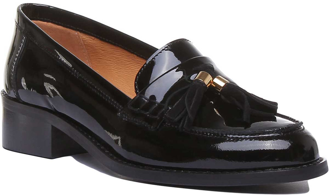 JUSTINREESS ENGLAND Womens Loafers Felicity Slip On Leather Loafer In Black