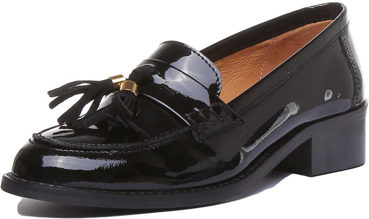 JUSTINREESS ENGLAND Womens Loafers Felicity Slip On Leather Loafer In Black