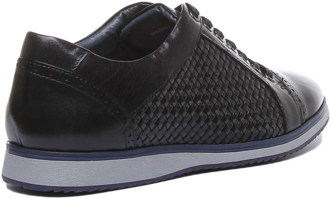 JUSTINREESS ENGLAND Mens Trainers Paddy Embossed Leather Shoe In Black