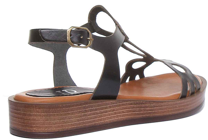 JUSTINREESS ENGLAND Womens Sandals Madison Ankle Strap Leather Sandal In Black