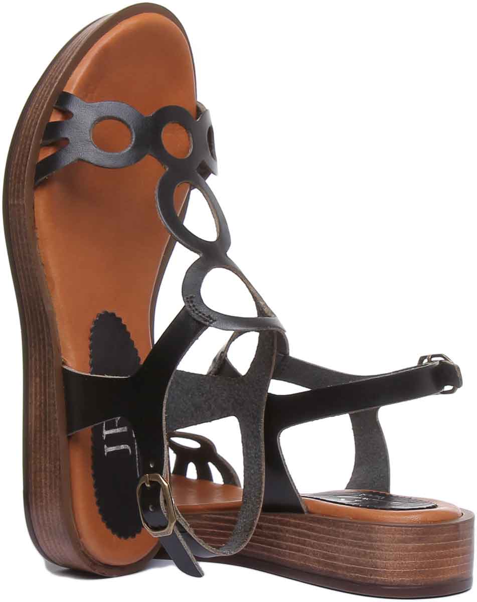 JUSTINREESS ENGLAND Womens Sandals Madison Ankle Strap Leather Sandal In Black