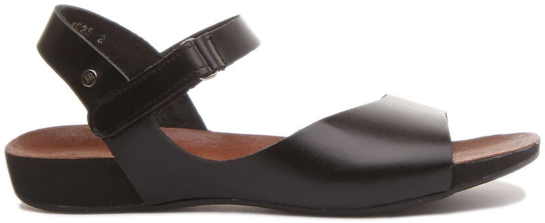 JUSTINREESS ENGLAND Womens Sandals Jimena Flat Comfort Sandal with Strap in Black