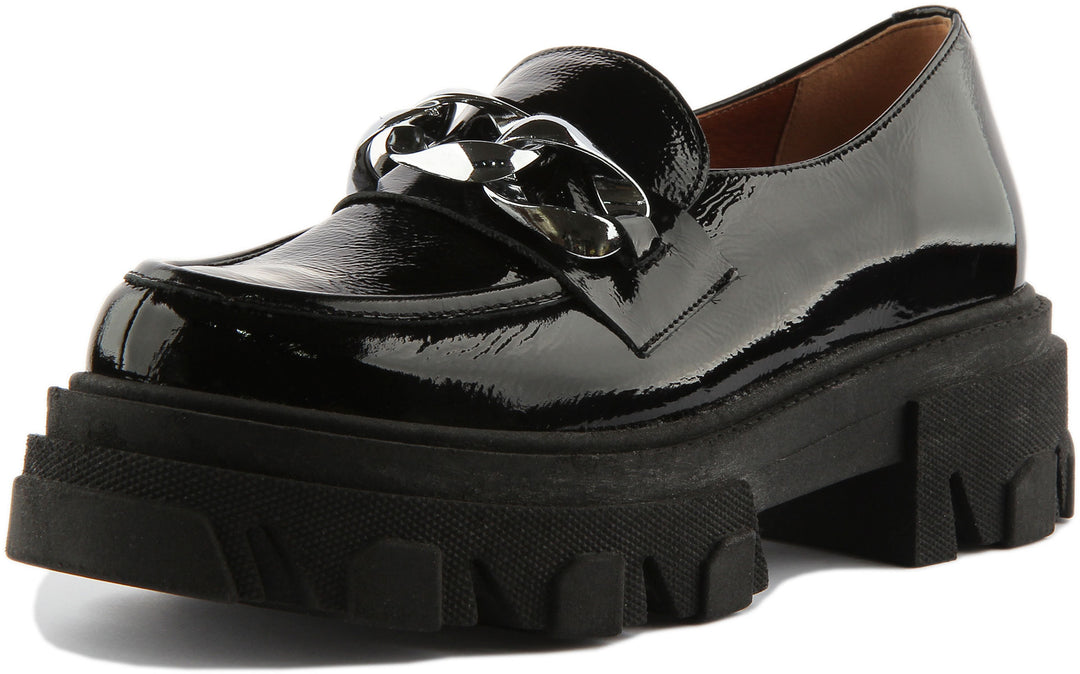 Justinreess England Shoes Myra Chunky Buckle Loafer In Black
