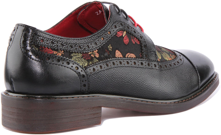 Justinreess England Shoes Zander Floral Brogues In Black