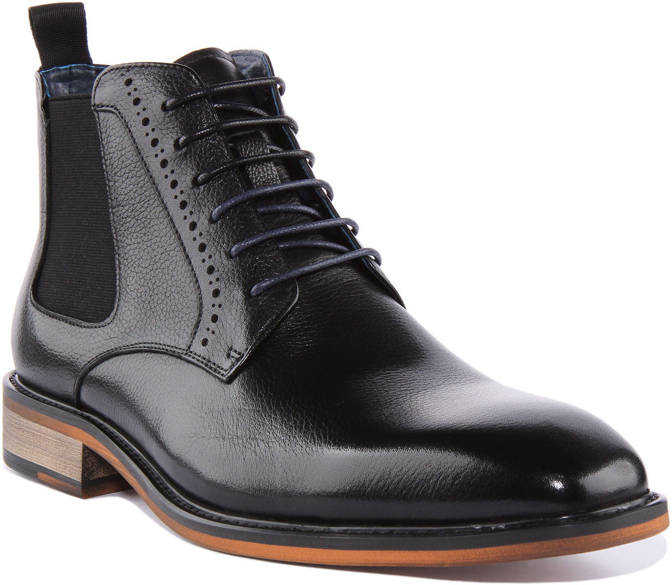 JUSTINREESS ENGLAND Chance Ankle Boots In Black | Lace up Chelsea ...
