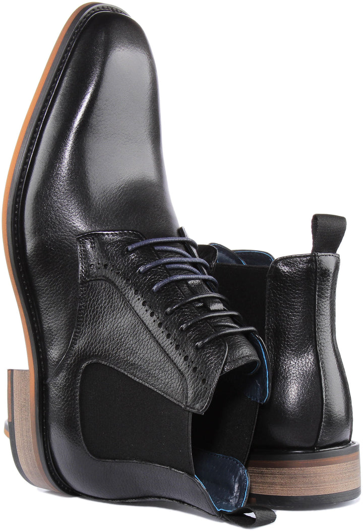 Justinreess England Ankle Boots Chance Lace up Chelsea Boots In Black