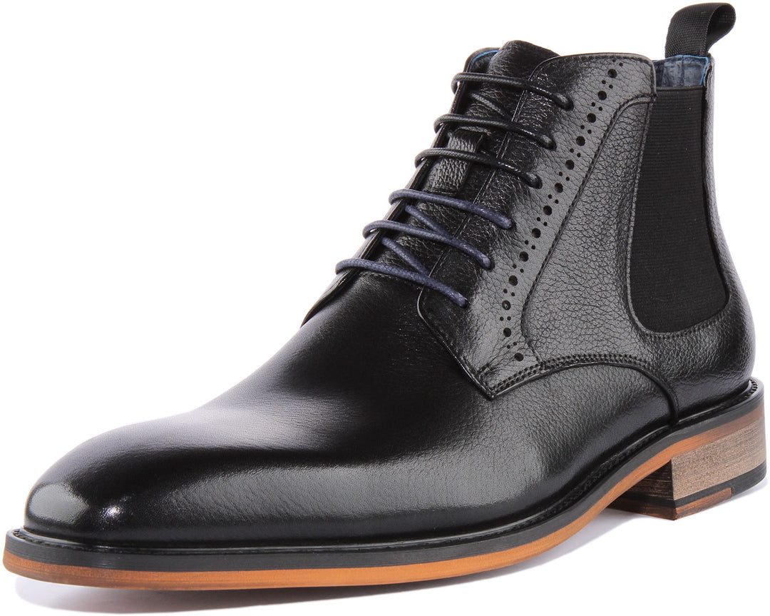 Justinreess England Ankle Boots Chance Lace up Chelsea Boots In Black