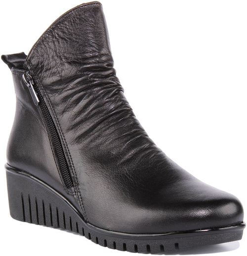 Isabelle Soft Leather Ankle Boots In Black