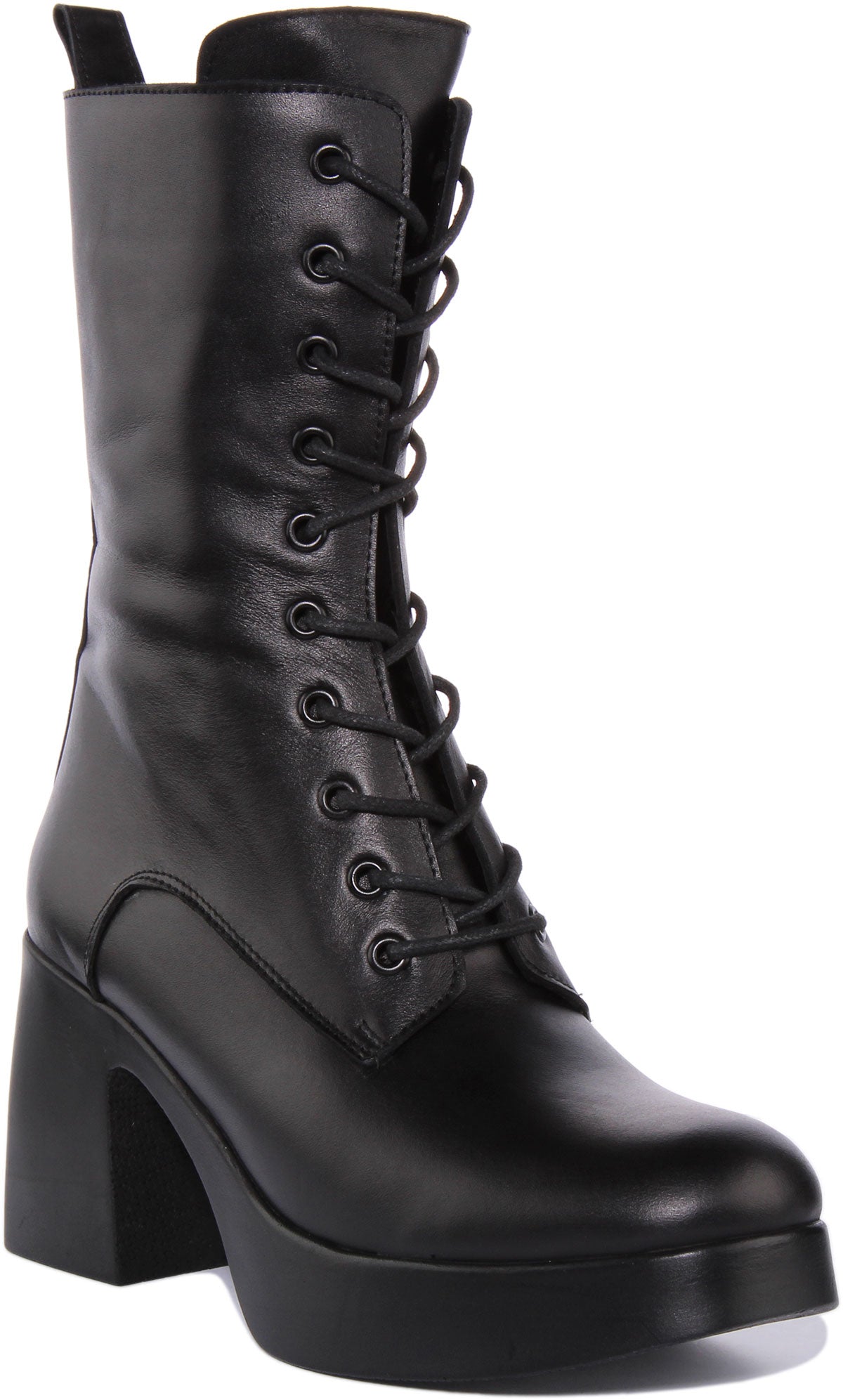 JUSTINREESS ENGLAND Frida Knee High Boot In Black | Platform Lace up ...