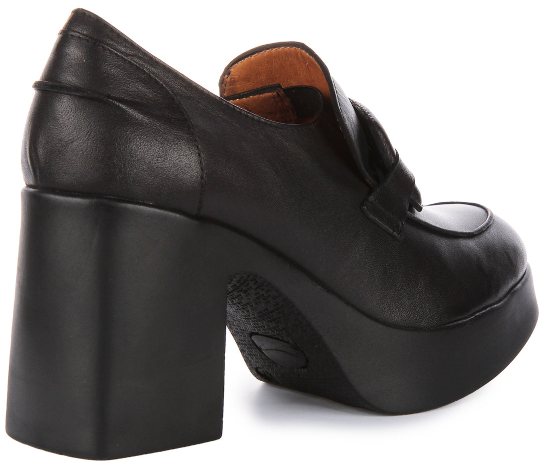 Nyra Heel Loafer Shoes In Black