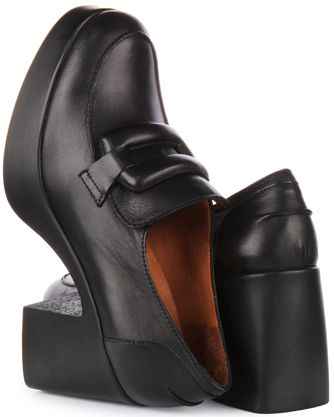 Nyra Heel Loafer Shoes In Black