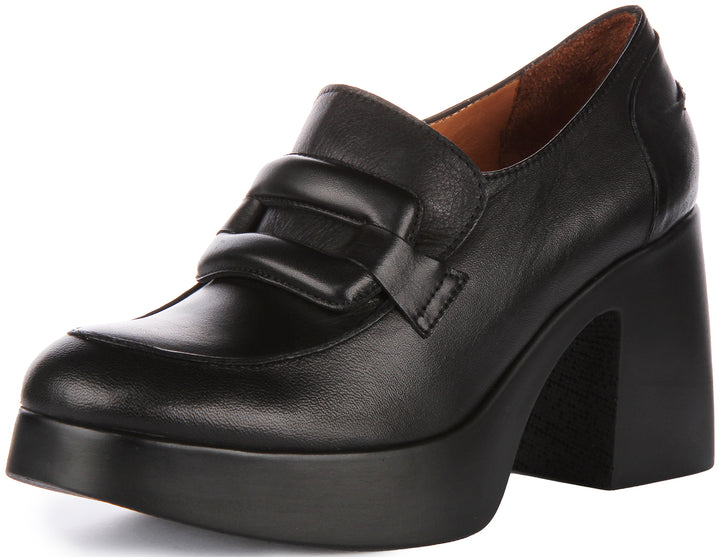 Nyra Heel Loafer Shoes In Black