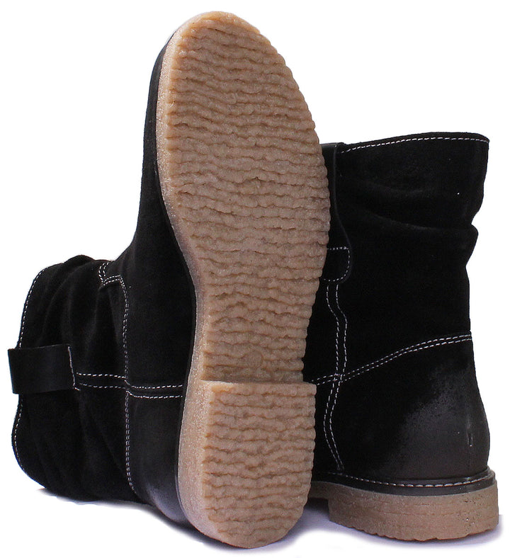 JUSTINREESS ENGLAND Womens Ankle Boots 1000 Pull Up Boot In Black Suede