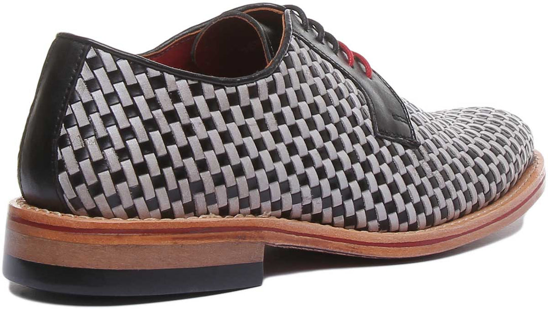 JUSTINREESS ENGLAND Mens Shoes Torin Woven Leather Sho In Black White