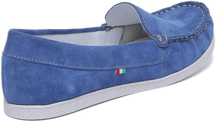 JUSTINREESS ENGLAND Womens Loafers Nita Suede Slip On Shoe In Blue
