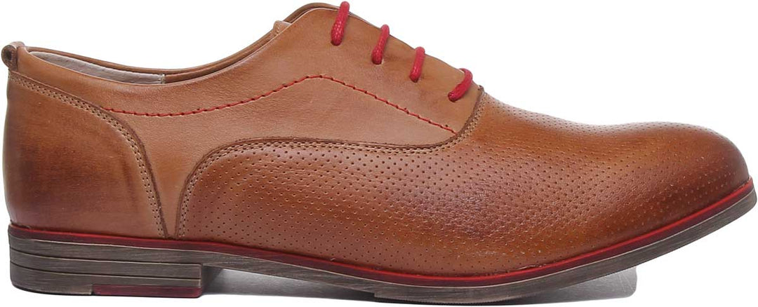 JUSTINREESS ENGLAND Womens Shoes 5000 Leather Lace Up Perforated Derby Shoe In Brown